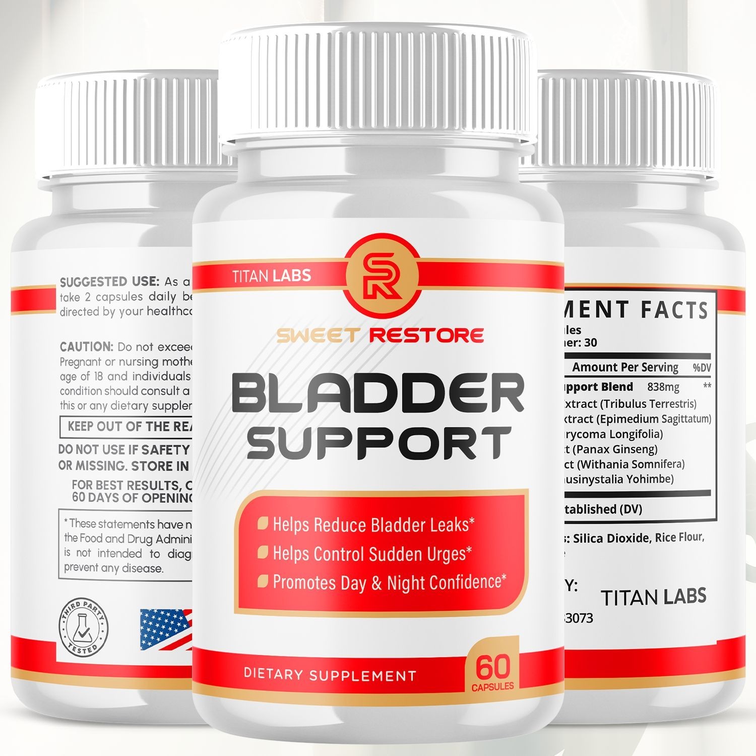 (3 Pack) Sweet Restore Bladder Control Prostate & Bladder Support Formula 180 Ct