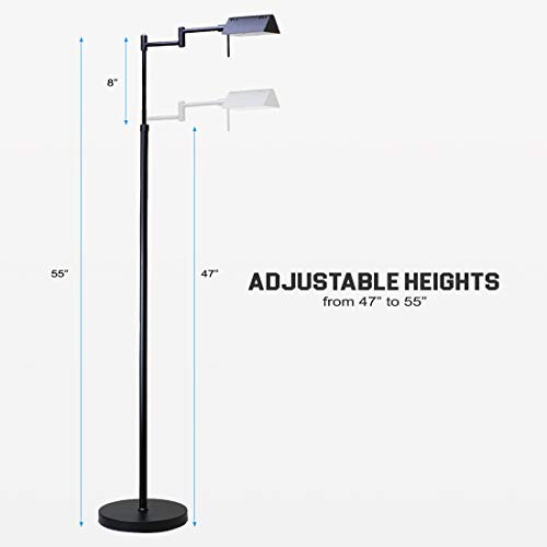 O’Bright Dimmable LED Pharmacy Floor Lamp, 12W LED, Full Range Dimming, Black