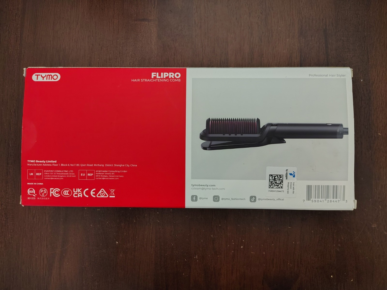 TYMO Flipro Flat Iron Hair Straightener Brush 2 in 1, 200M Ions