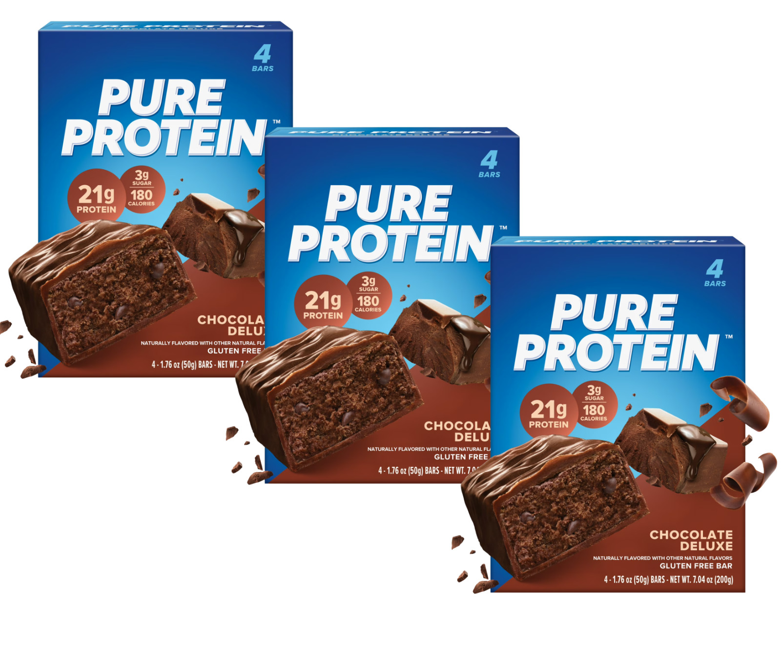 Pure Protein Bar, Chocolate Deluxe, 21g Protein, Gluten Free, 1.76 oz, 12 Ct