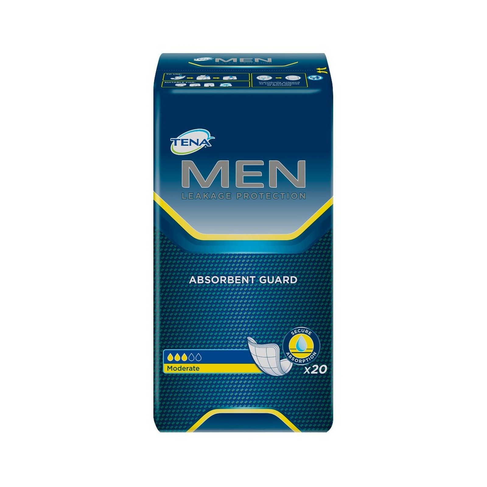TENA Male Guards 20CT PRI (3 Pack) 20 Count (Pack of 3) pack of 3, 60 total
