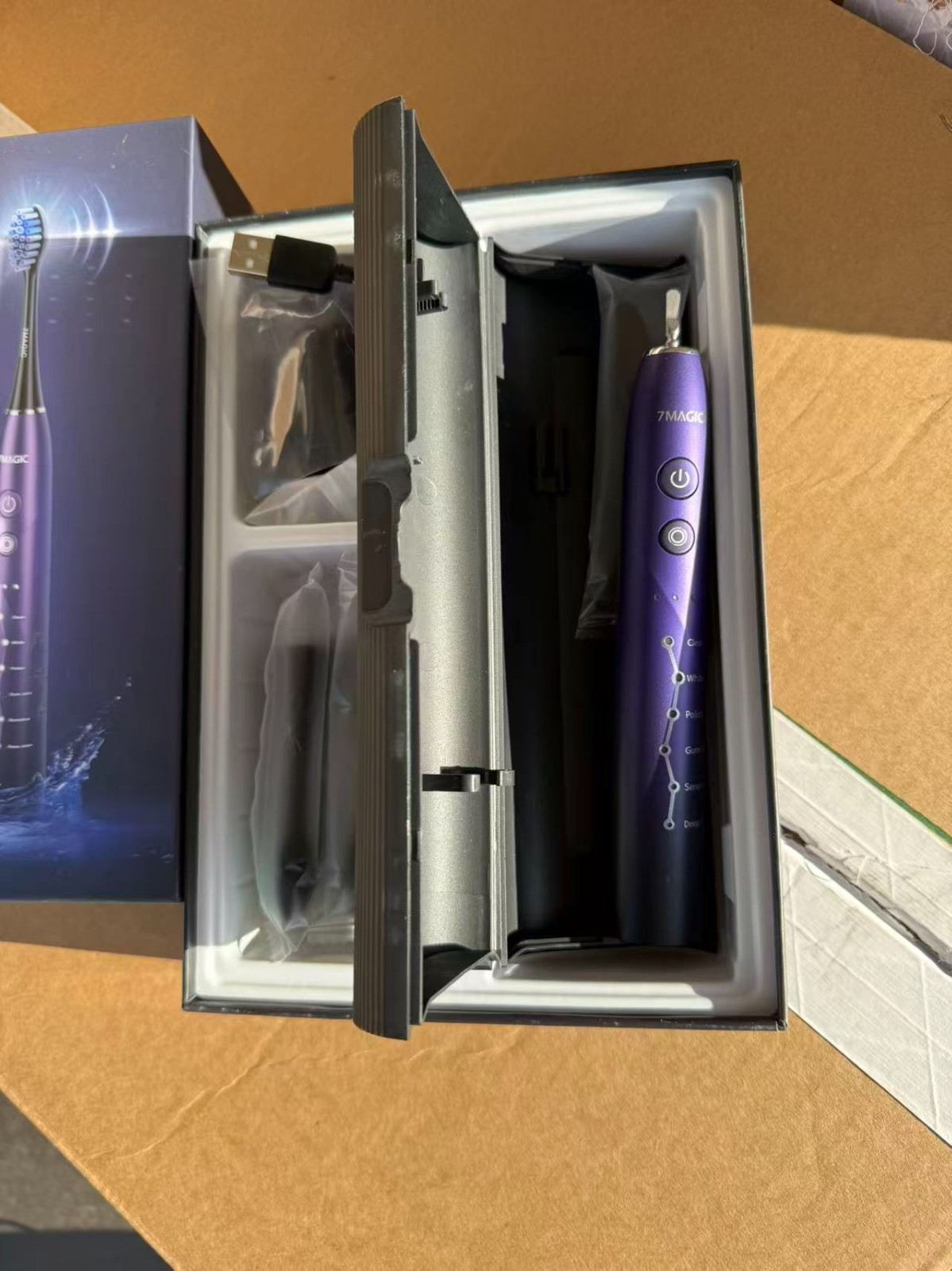 7MAGIC Sonic Electric Toothbrush 5 Modes 3 Levels 60 Days Timer Blue