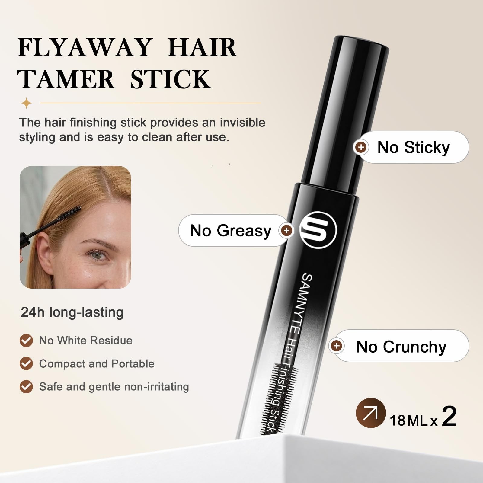 Hair Finishing Stick, 2 Pack – 0.7 Fl.Oz Hair Mascara for Taming Flyaways, No…