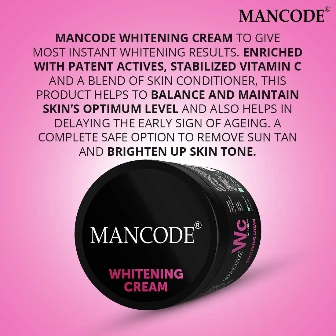 Mancode Whitening Cream For Men Dark Spot Reduction Non Greasy Moisturiser – 100