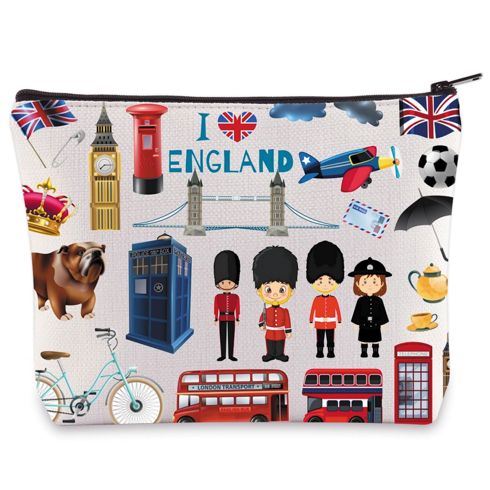 WZMPA England Travel Cosmetic Bag British Vacation Gifts United Kingdom Makeu…