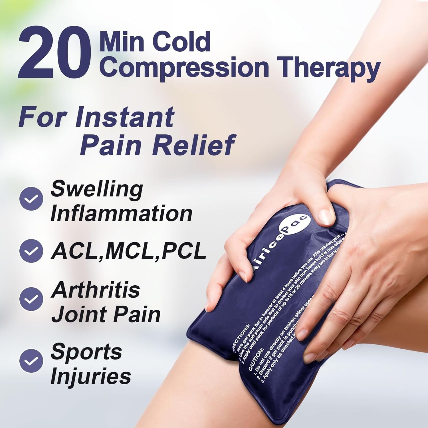 Ultra-Flexible Cold Pack for Knee, Neck, and Shoulder Pain Relief, 7”x 11”