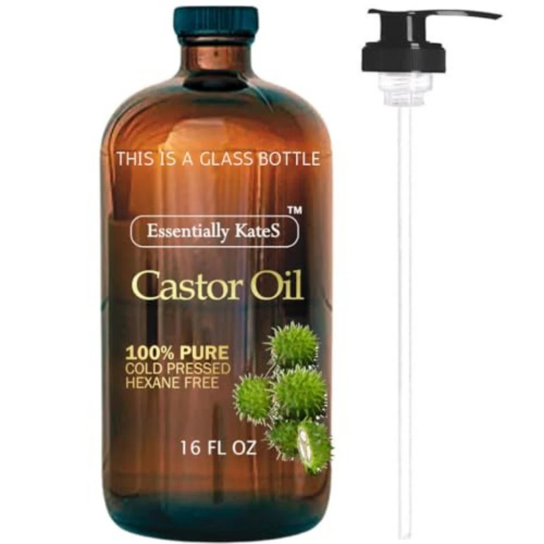 Essentially KateS Castor Oil 16oz USDA Organic Cold Pressed Glass Bottle