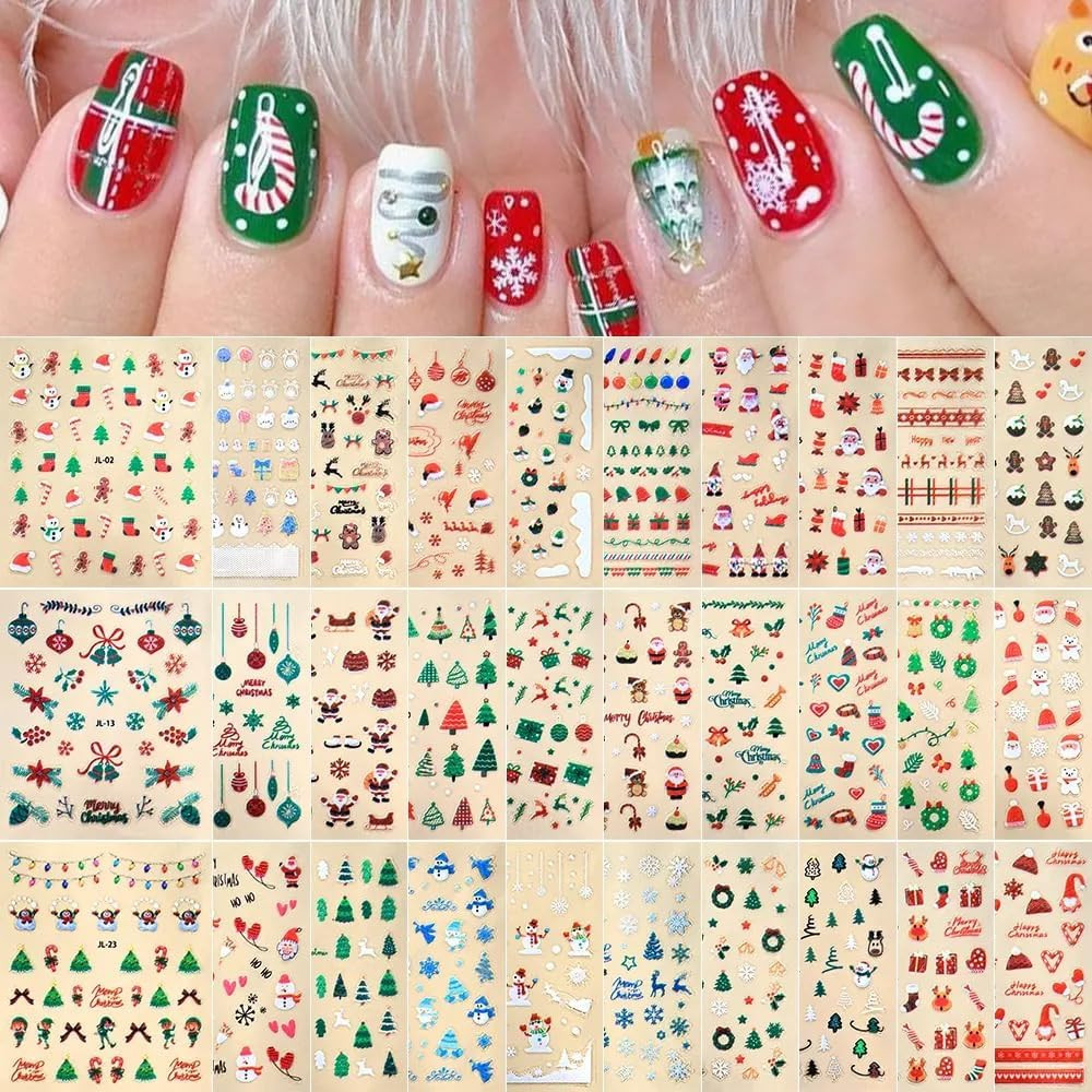 White Flower Nail Art Stickers White Flower with Rhinestones Nail Decals 3D Self