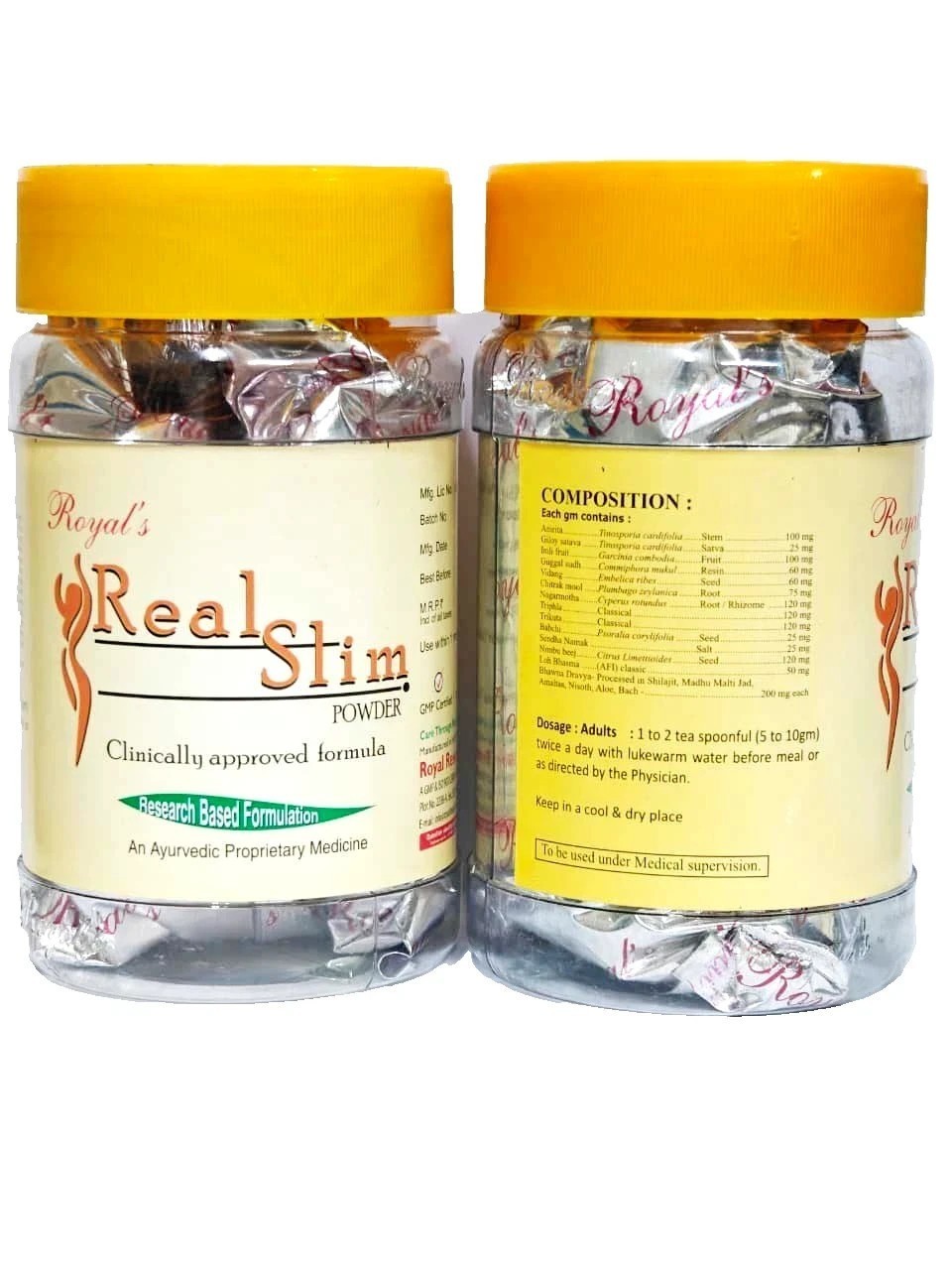 Real Slim Powder 200gm Herbal Weight Management Clinically Approved ( Pack 2 )
