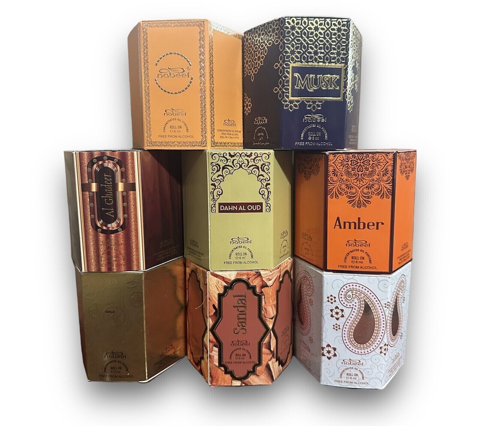 Nabeel Concentrated Perfume Oil Roll On Arabian Attar Ittar 6x6ml – Nasaem