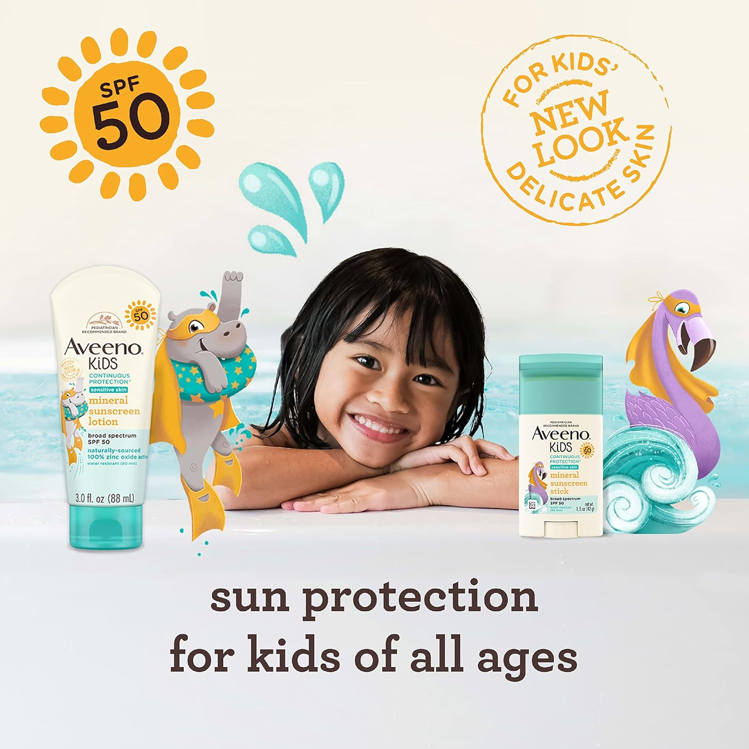 Aveeno Kids Continuous Protection Zinc Oxide Mineral Sunscreen Stick for Sensiti