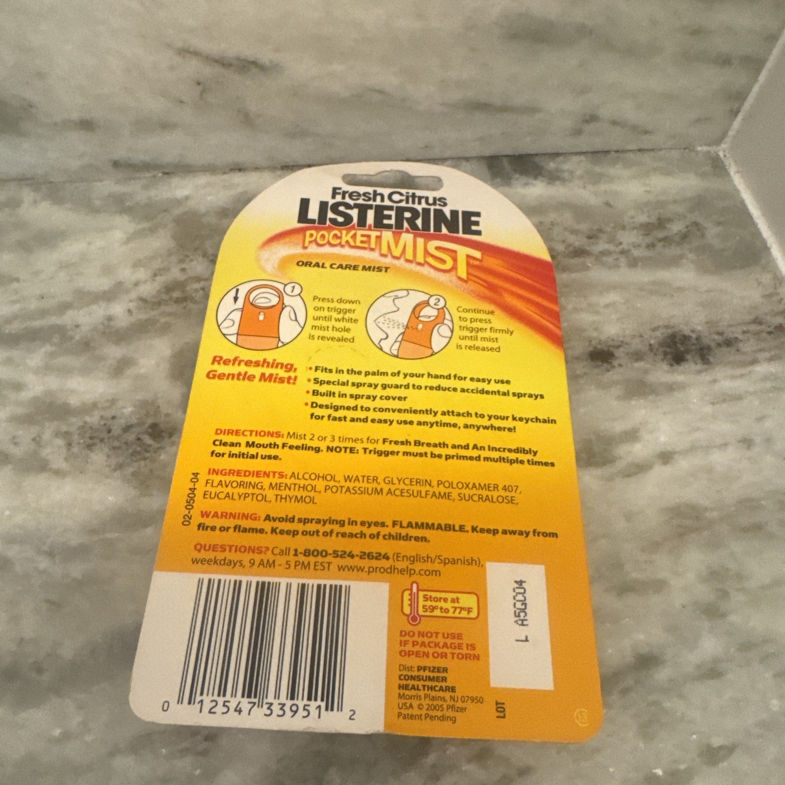 Listerine Pocketmist FRESH CITRUS Oral Care Mist Over 140 Mists DISCONTINUED Y2K