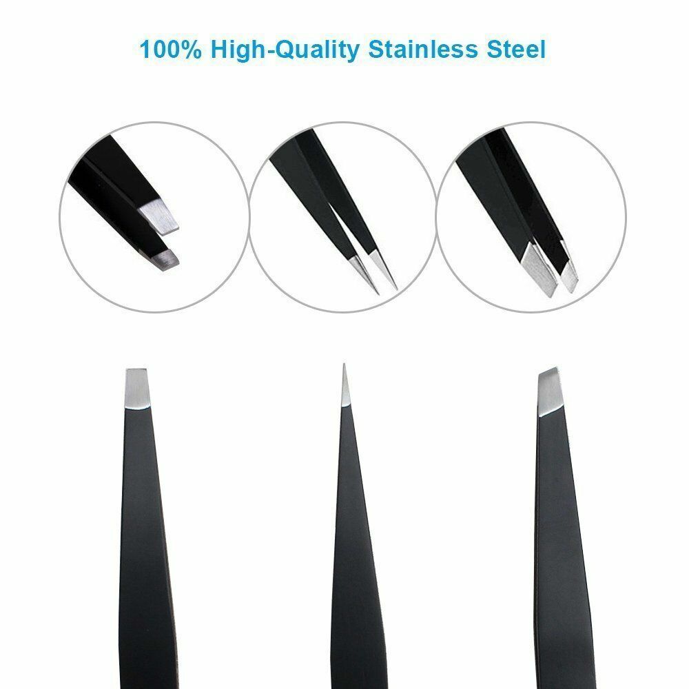 Set of 3 Pcs Eyebrow Tweezer Forceps Surgical Instruments Stainless German Grade