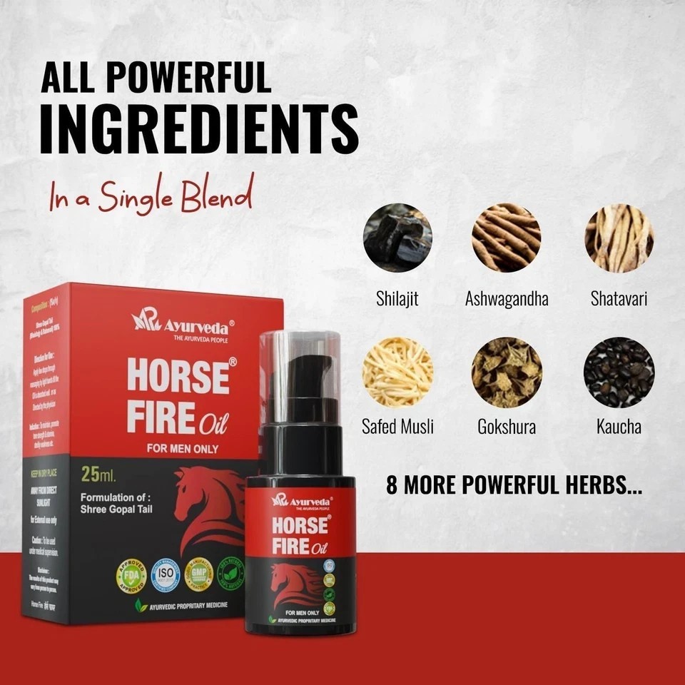 Horse Fire Ayurvedic Massage Oil for Men Blend of Pure and Natural Ingredients