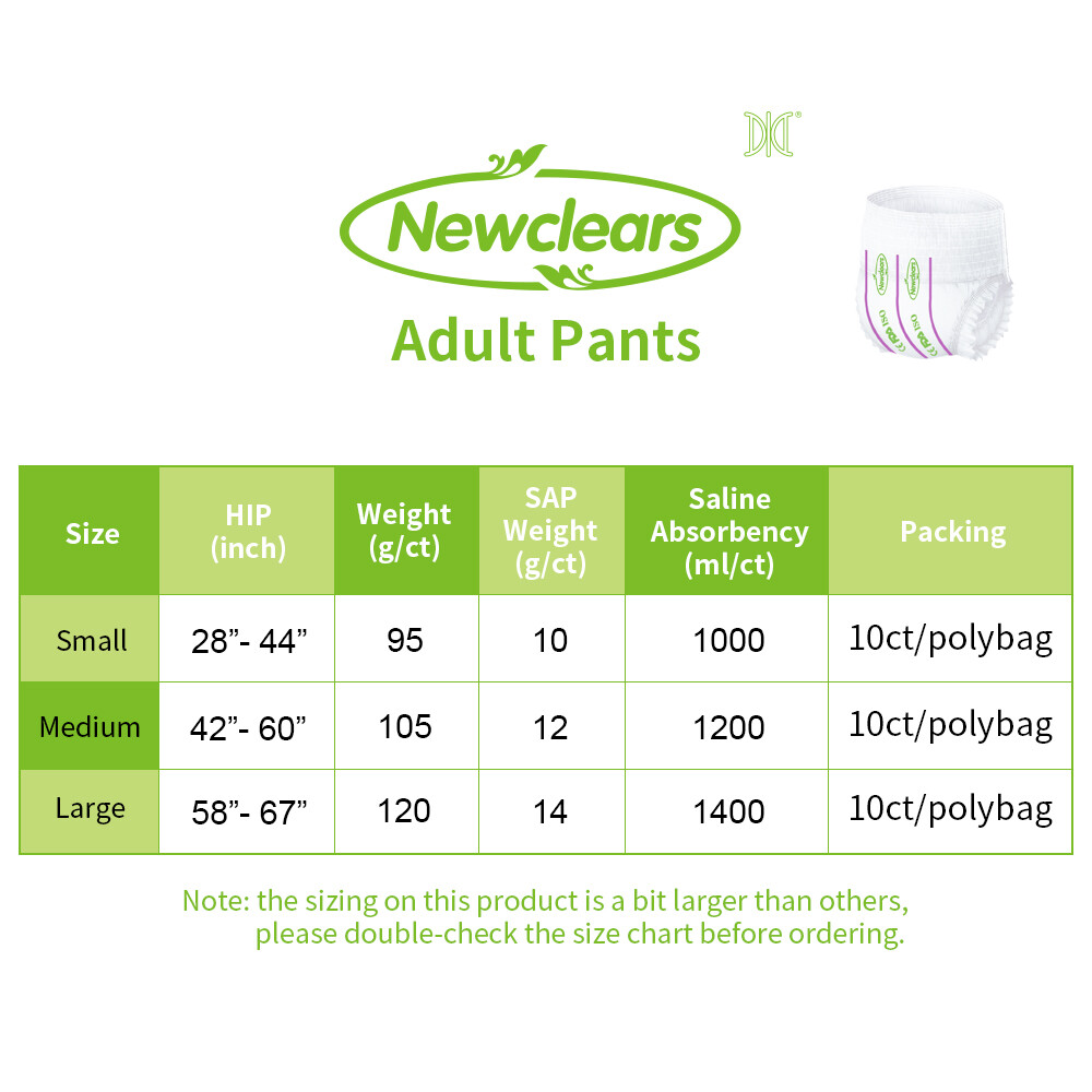Newclears Adult Incontinence Underwear Diapers for Men Women, 20/40/60/80 ct