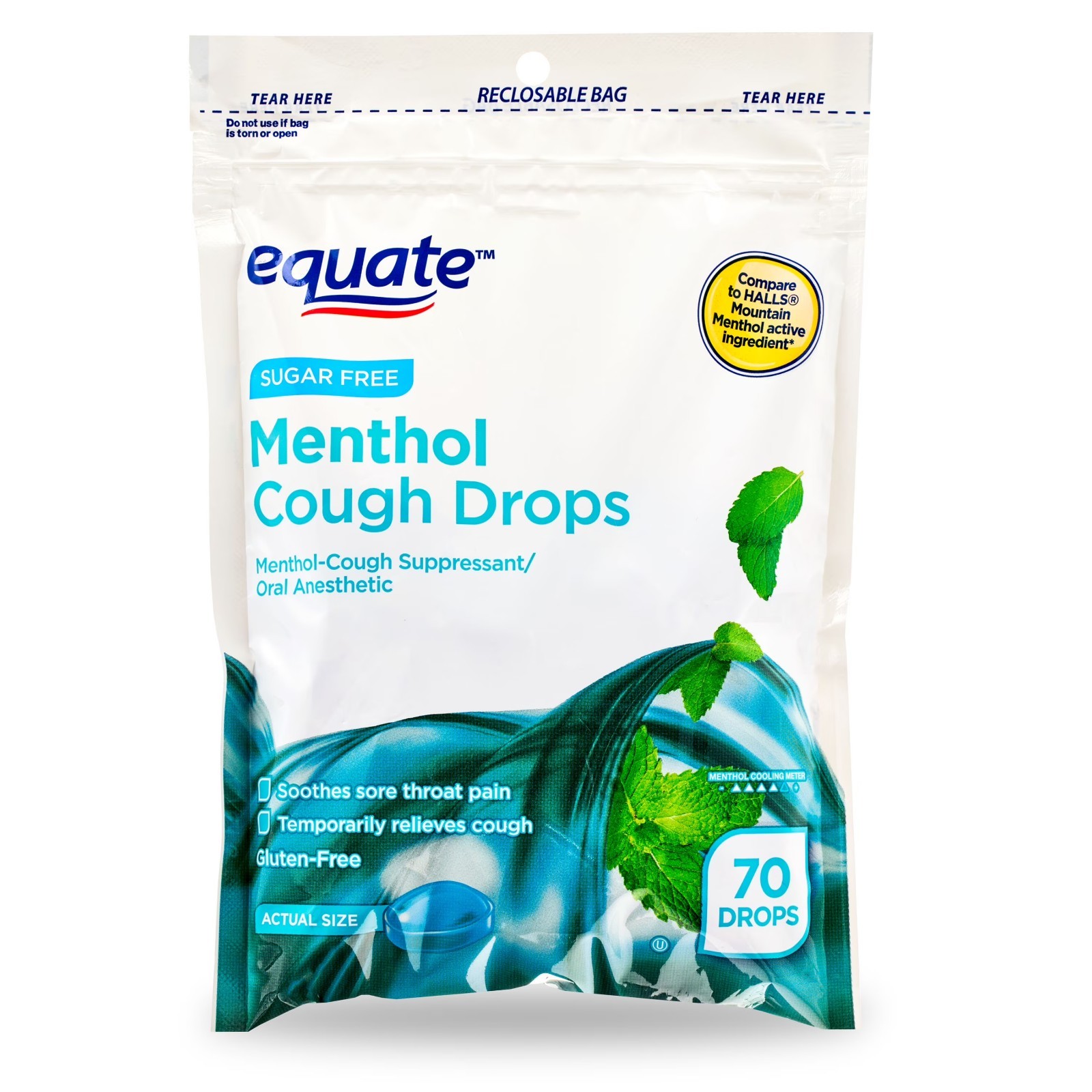 Equate Sugar-Free Menthol Cough Drops, 70 Count (4 Packs)