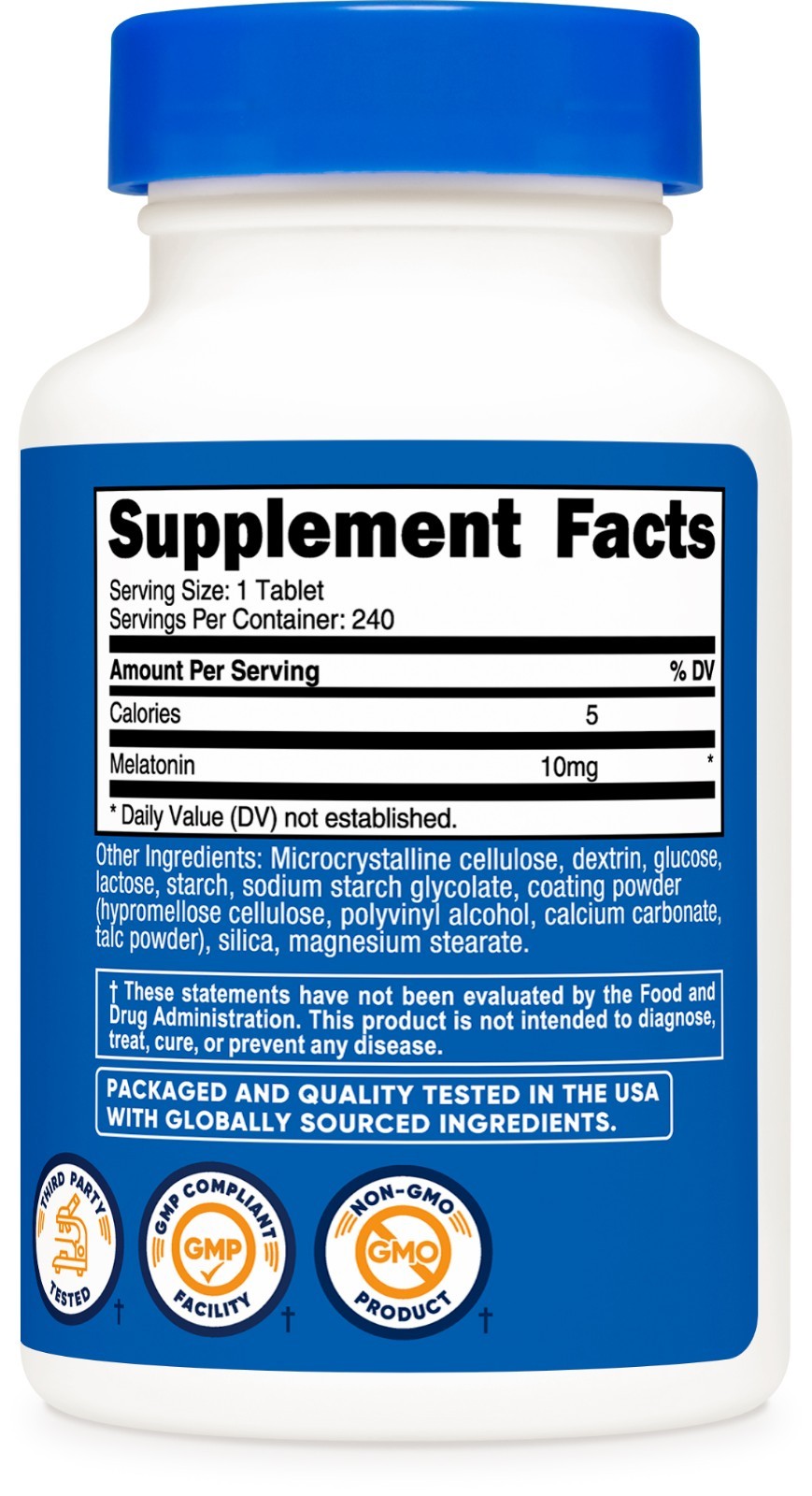 Nutricost Melatonin 10mg, 240 Tablets – 10mg Per Serving, Non-GMO, Gluten Free