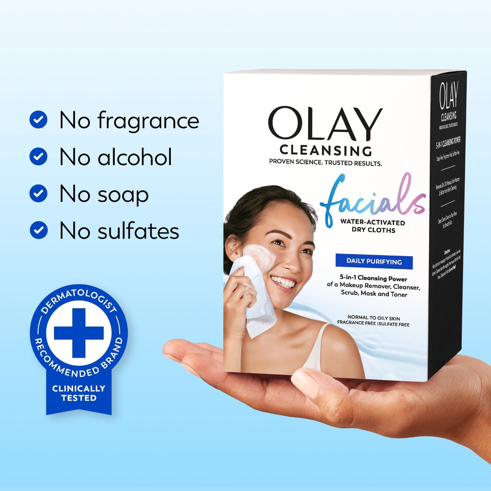 Olay Daily Facials Deeply Purifying Cleansing Cloths 66 Count Fragrance-Free