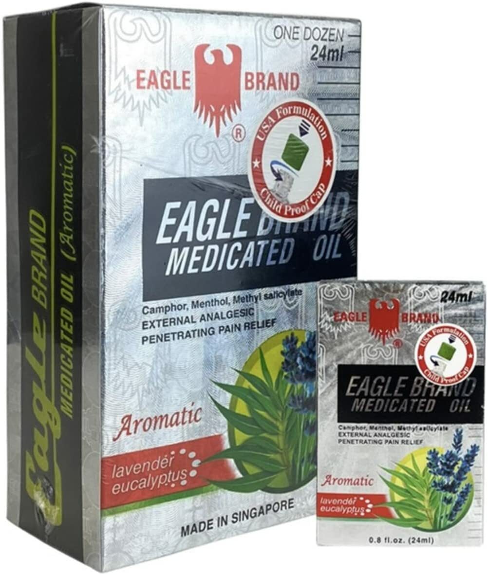 12Pcs Eagle Brand Medicated Oil 24 ml Aromatic-Lavender Eucalyptus – Exp:11-2026