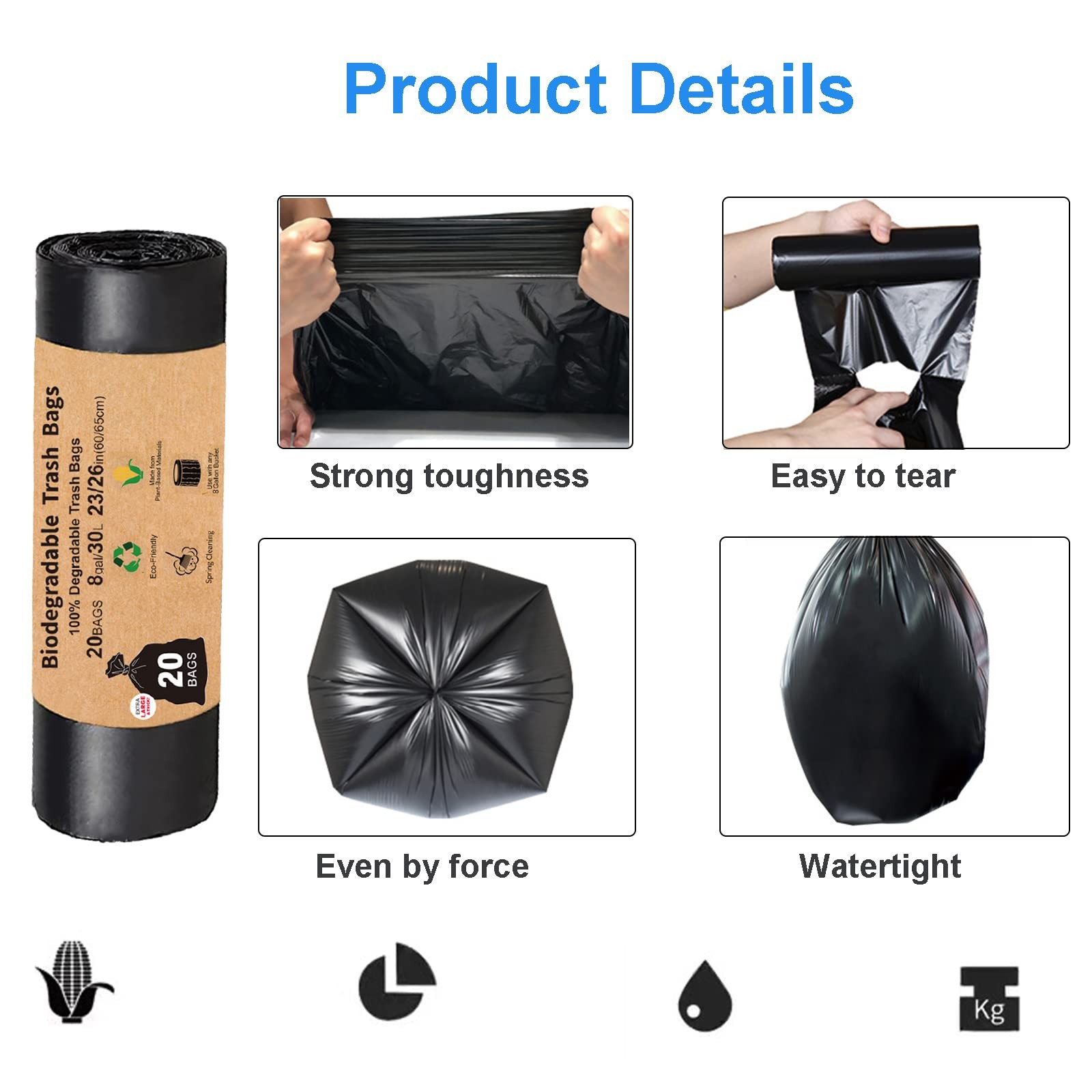 Toilet Replacement Bags 60 Count for Camping 8 20 (Pack of 3), Black