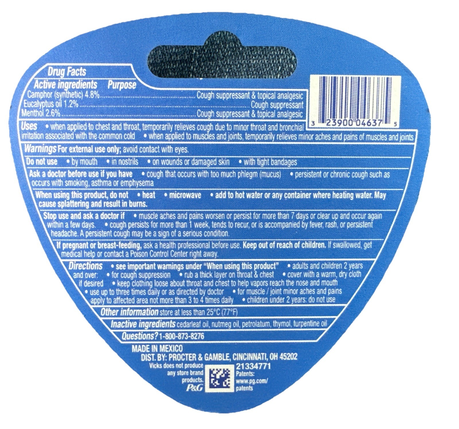 Vicks VapoRub Ointment 0.45 oz Travel Size Cough Suppressant 8 Hr Vapors New