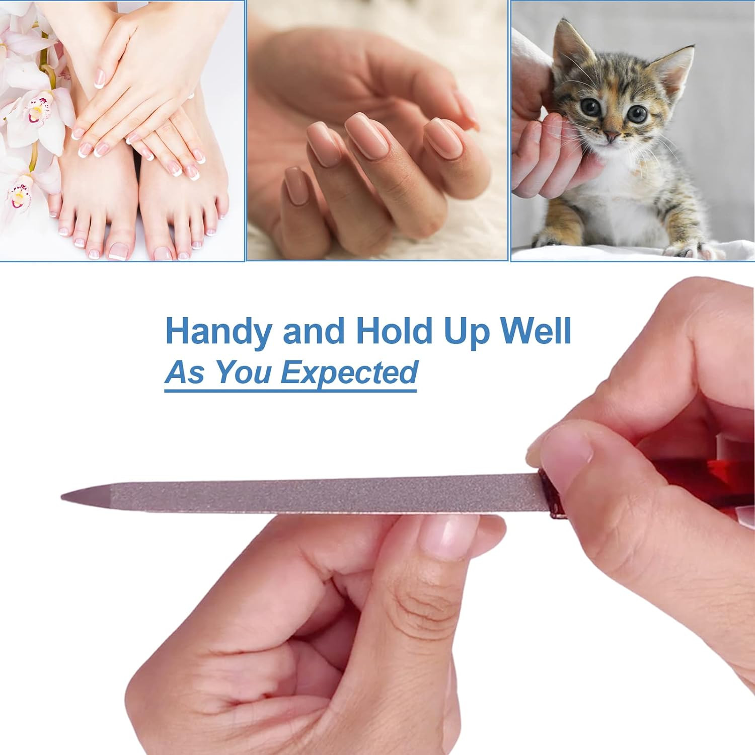 Metal Nail File (6 Pcs), Nail Files for Natural Nails Made of Stainless Steel, S