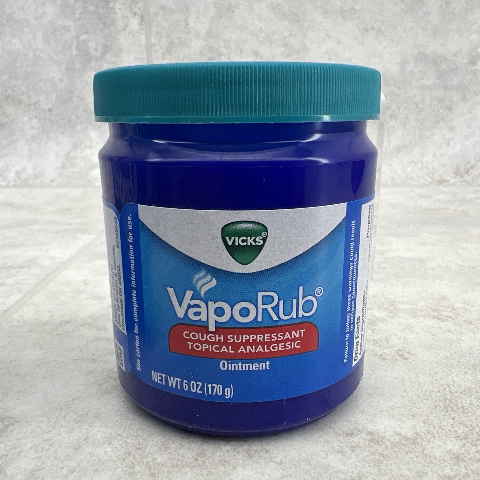 Vicks Vaporub Cough Suppressant and Topical Analgesic Medicated Ointment 6 oz