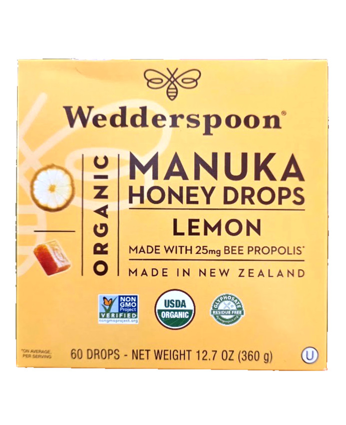 Wedderspoon Organic Manuka Honey Lemon Drops, 60 Count, Free Shipping-EXP:2028