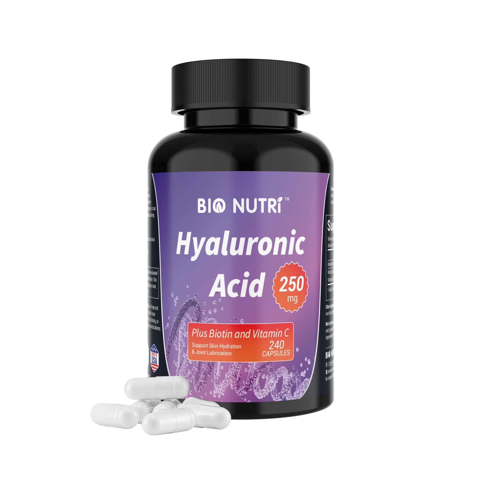 BIO NUTRI Hyaluronic Acid Supplements Emollient Moisturizing Anti-aging Biotin