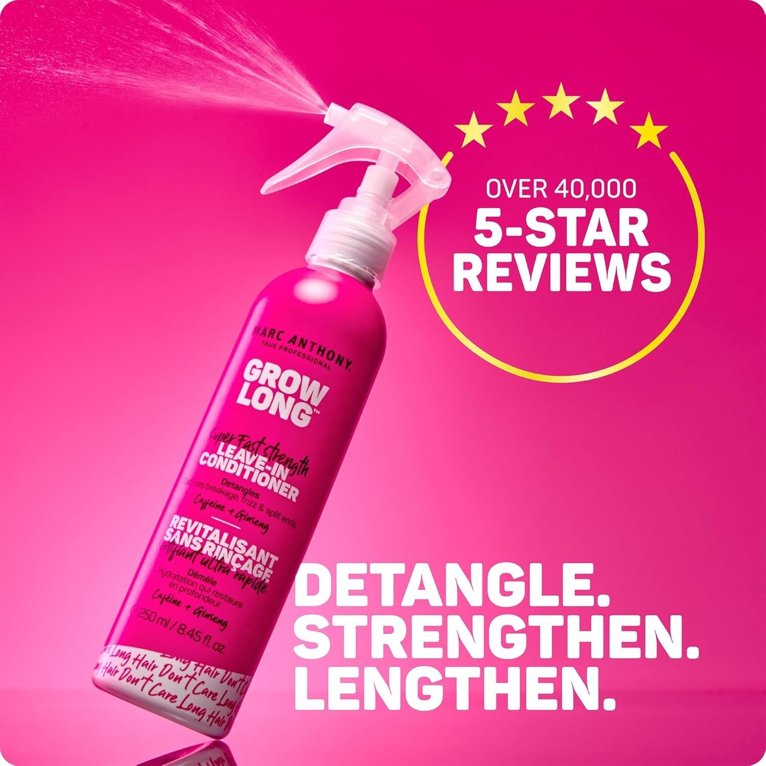 Grow Long Leave-In Conditioner Spray: Hydrating Biotin & Ginseng Formula, 8.4 Oz