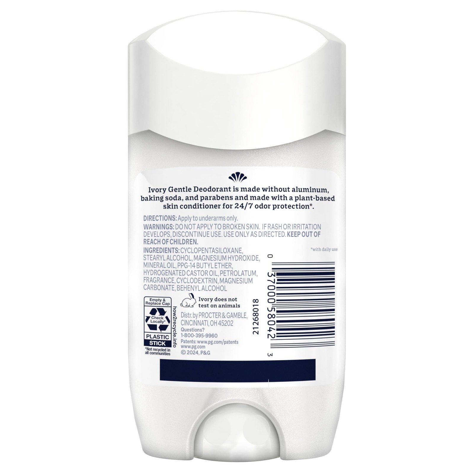 Ivory Aluminum Free Deodorant, 2.4oz (Pack of 6)