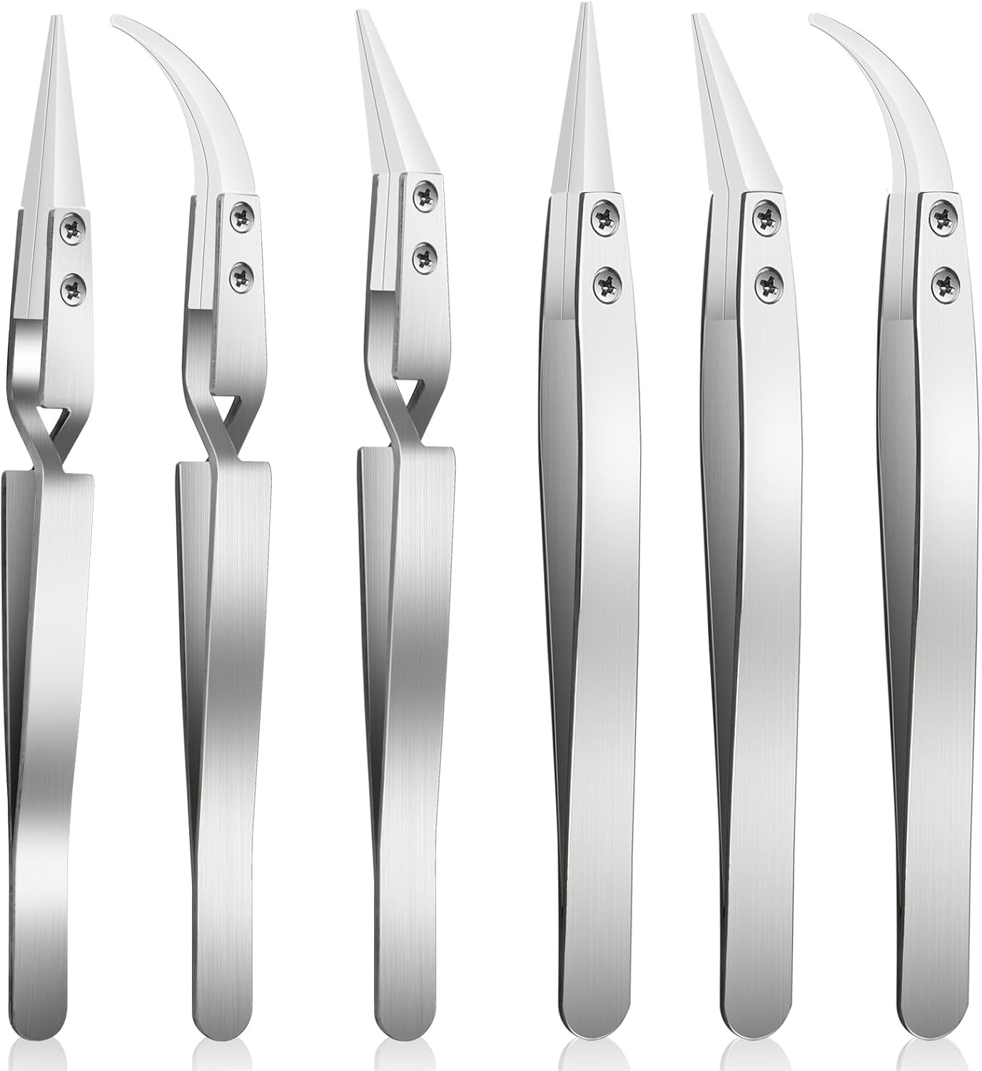 6 Pcs Precision Reverse Ceramic Tweezers Set, Non-Conductive Heat-Resistant Elec