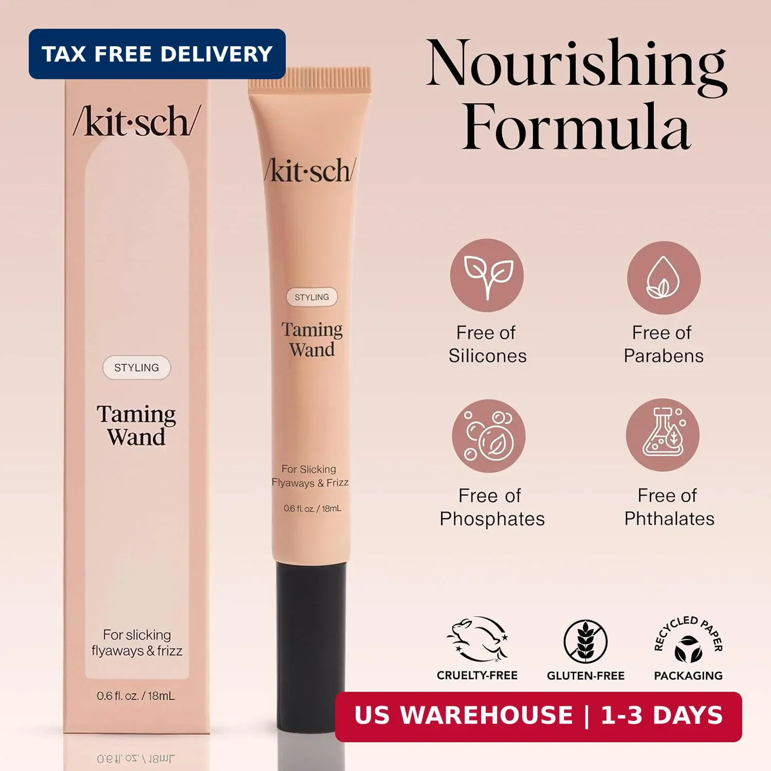 Kitsch Hair Taming Wand – Fly Away Stick For Hair with Biotin, Aloe & Vitamin E