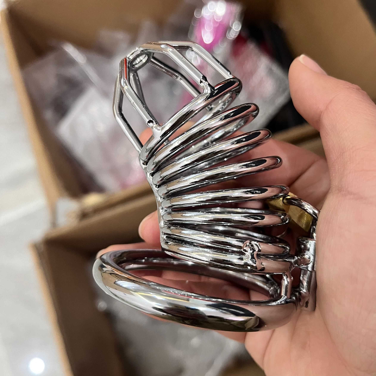 Metal Stainless Steel Chastity Cage Device for Male Lockable Restraint Rings Men