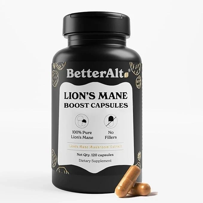 Better Alt Lions Mane Mushroom Supplement, 100% Lions Mane Powder 120 Count