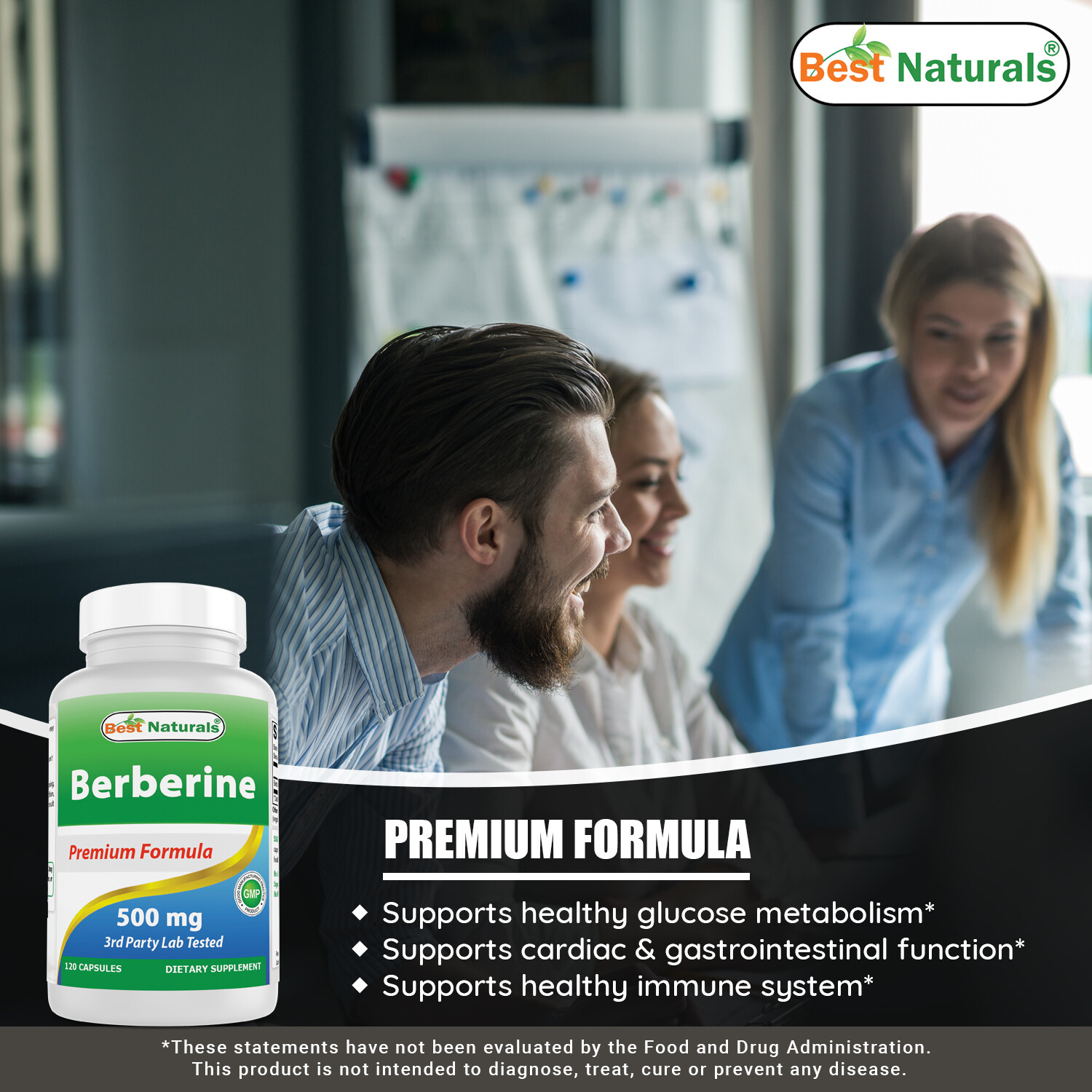 2 Pack Best Naturals Berberine 500 mg 120 Capsules