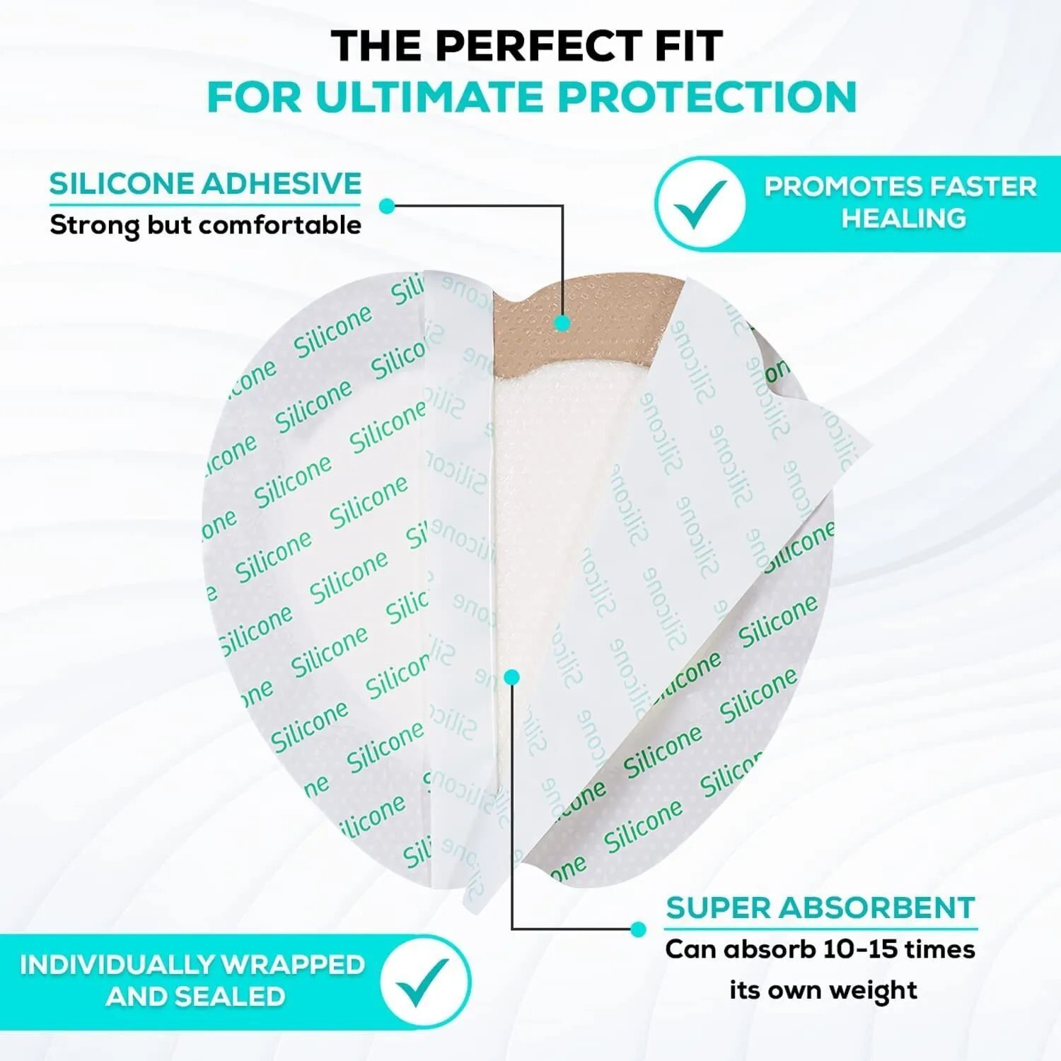 MedVance Silicone Bordered Adhesive Sacral Wound Dressing, 7″x 7″, Box of 5