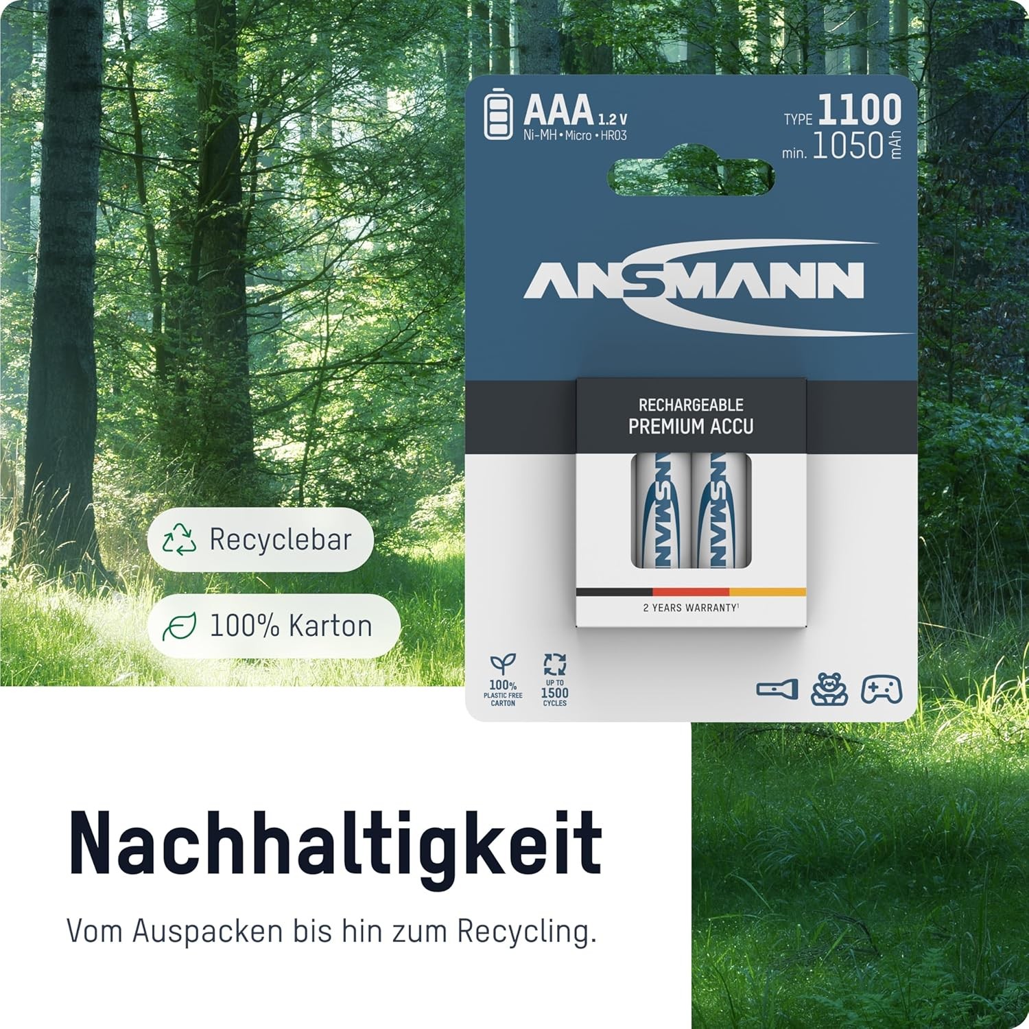 Ansmann AAA Rechargeable Batteries 1100mAh high-Capacity high-Rate Rechargeable
