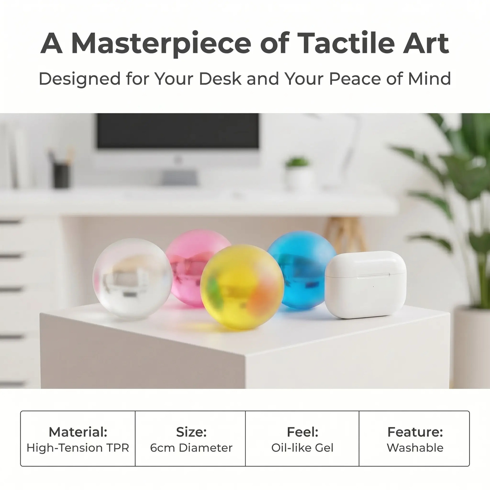 6cm Coconut Oil Squishy Fidget Toy Soft Stress Ball Sensory No Rebound Squeeze