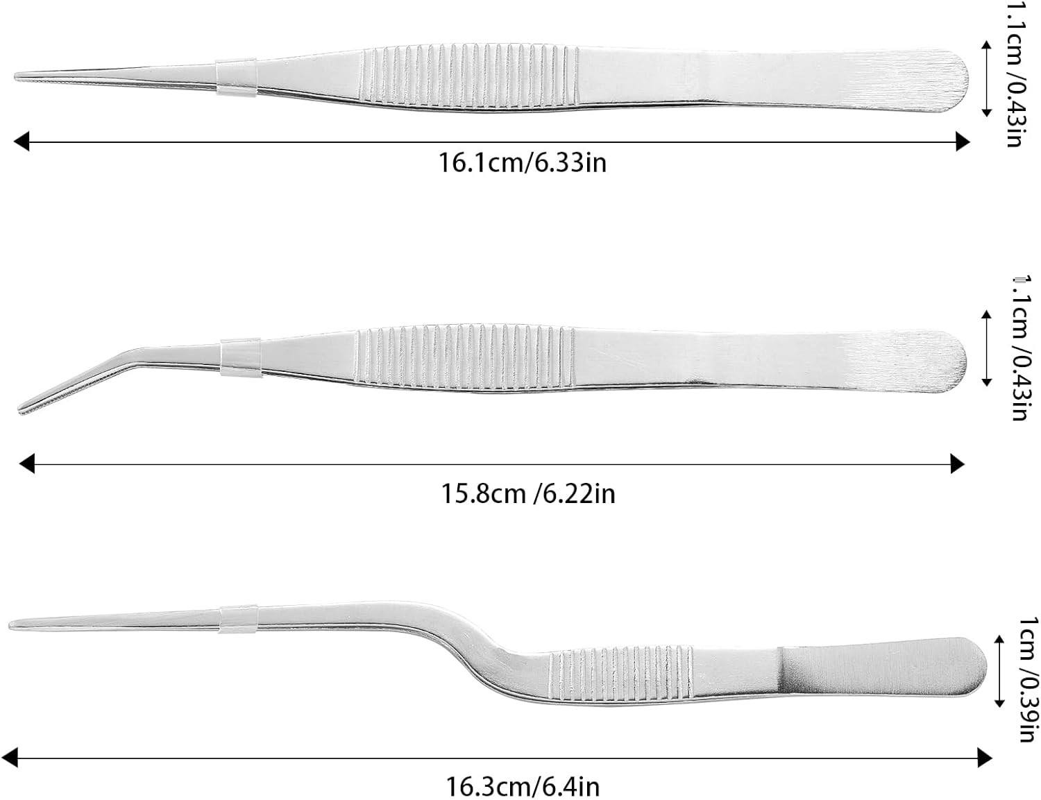 Stainless Steel Tweezers Set for Small Gardening and Kitchen, Multi-Purpose Tool