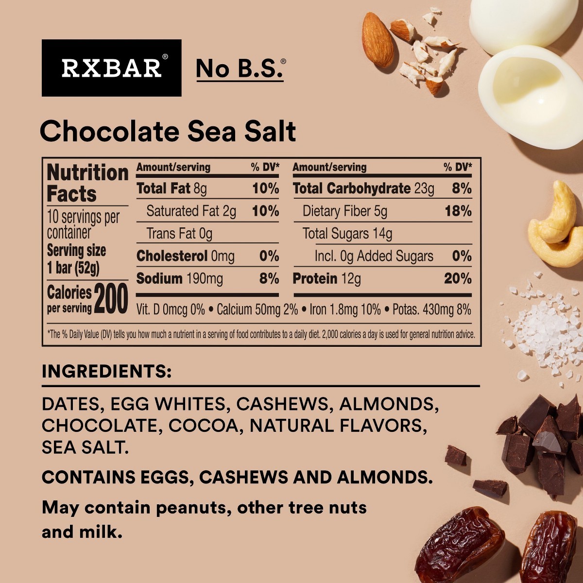 RXBAR Chocolate Sea Salt Protein Bars – 18.3oz/10ct