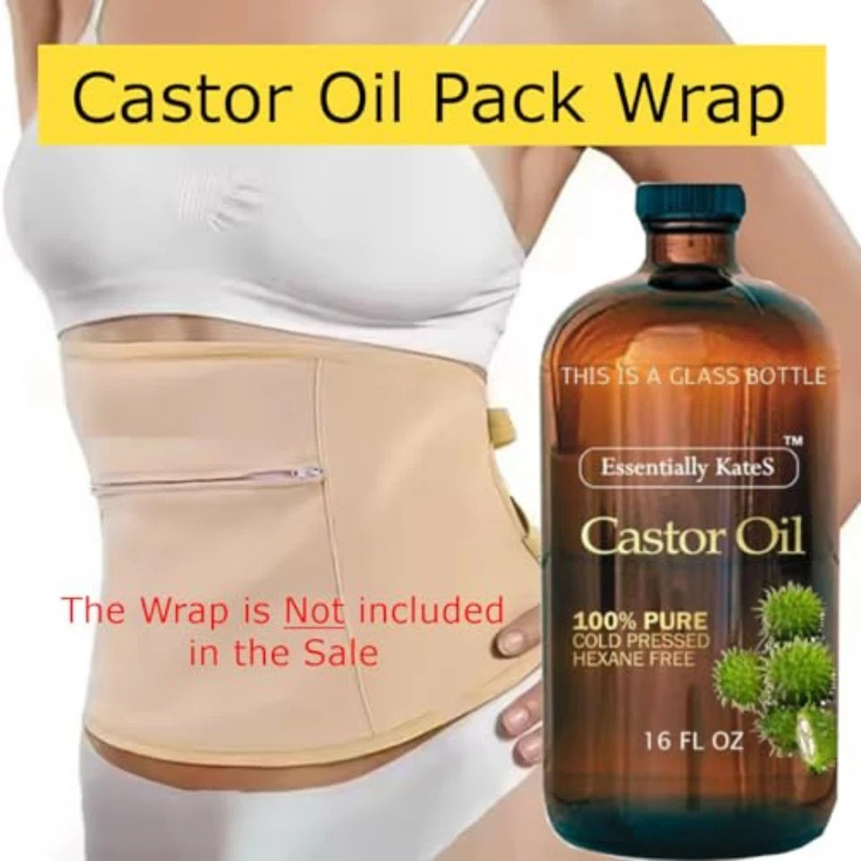 Essentially KateS Castor Oil 16oz USDA Organic Cold Pressed Glass Bottle