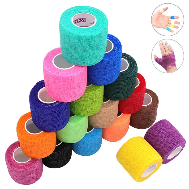 18 Colors Colorful Athletic Wrap Tape Self Adhesive Elastic Bandage Bands Sports