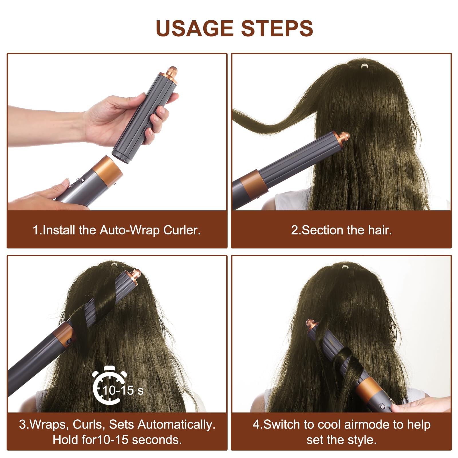 40mm/1.6in Long Barrel Attachment for Dyson Airwrap HS01 HS05 HS08, Adjustable B