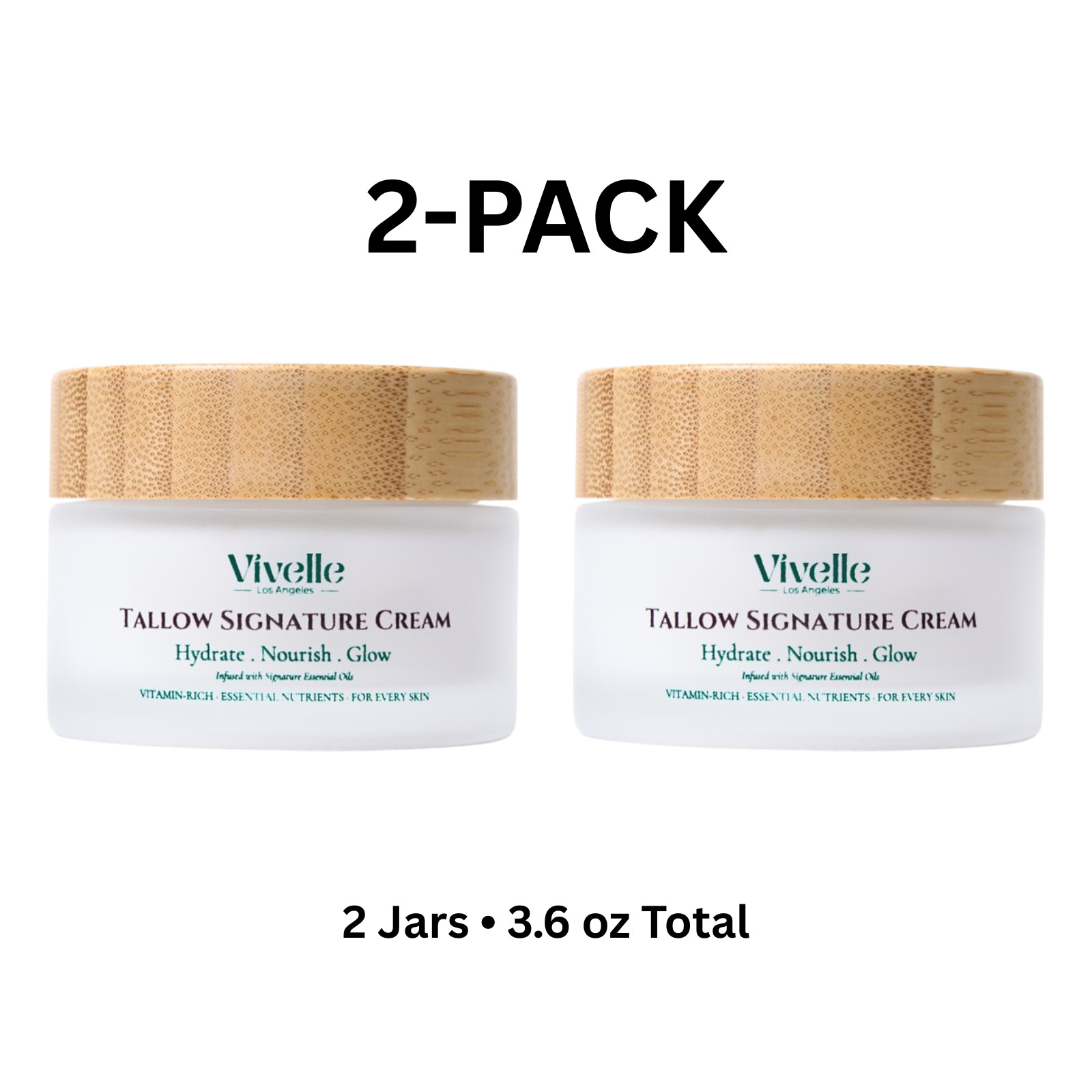 2 Pack Grass Fed Beef Tallow Face Cream Moisturizer Sensitive Dry Skin 3.6oz