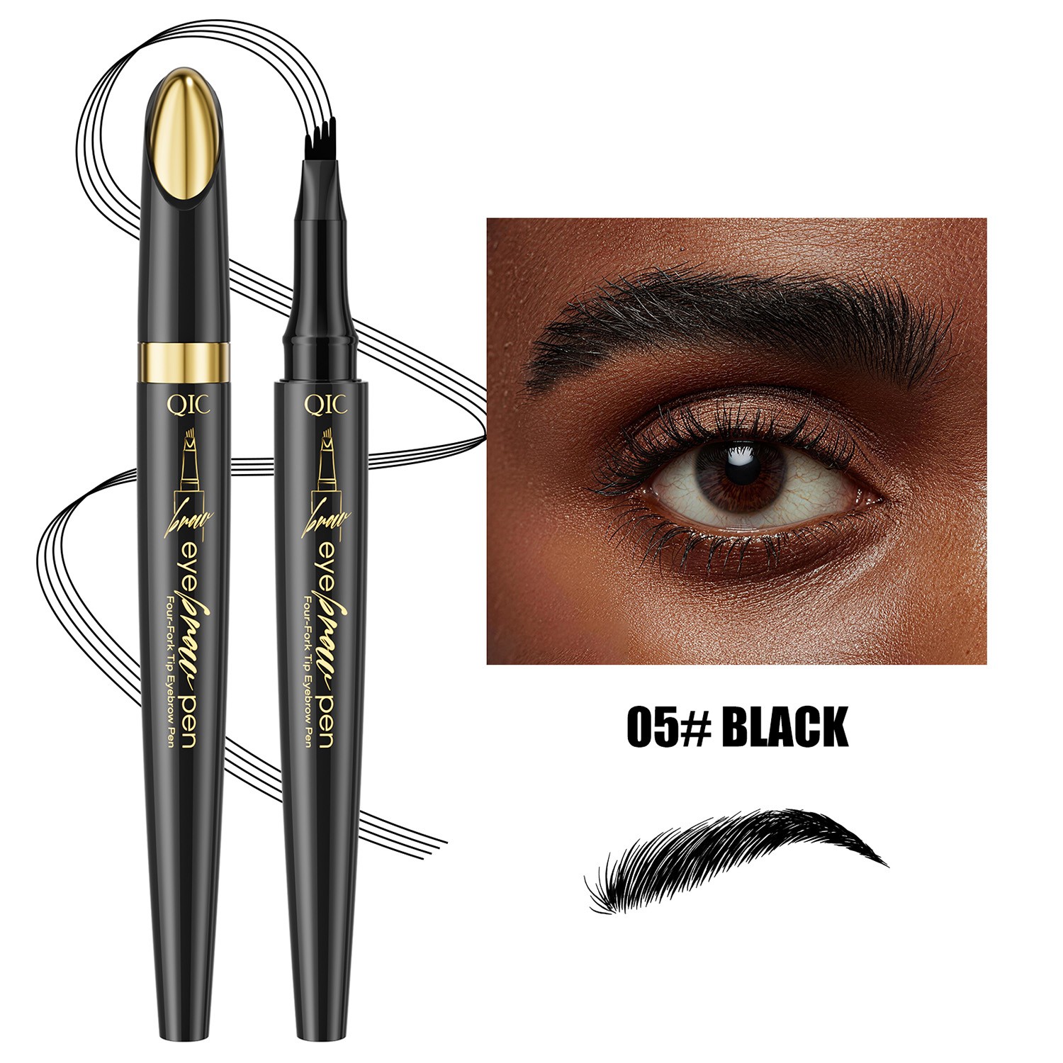 4-Prong Waterproof Eyebrow Pencil – Easy to Apply, Long-Lasting & Smudge-Proof