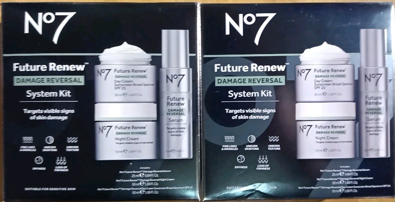 2 No7 No 7 FUTURE SKIN DAMAGE REVERSAL SYSTEM KIT 3-IN-1 NIGHT DAY CREAM + SERUM