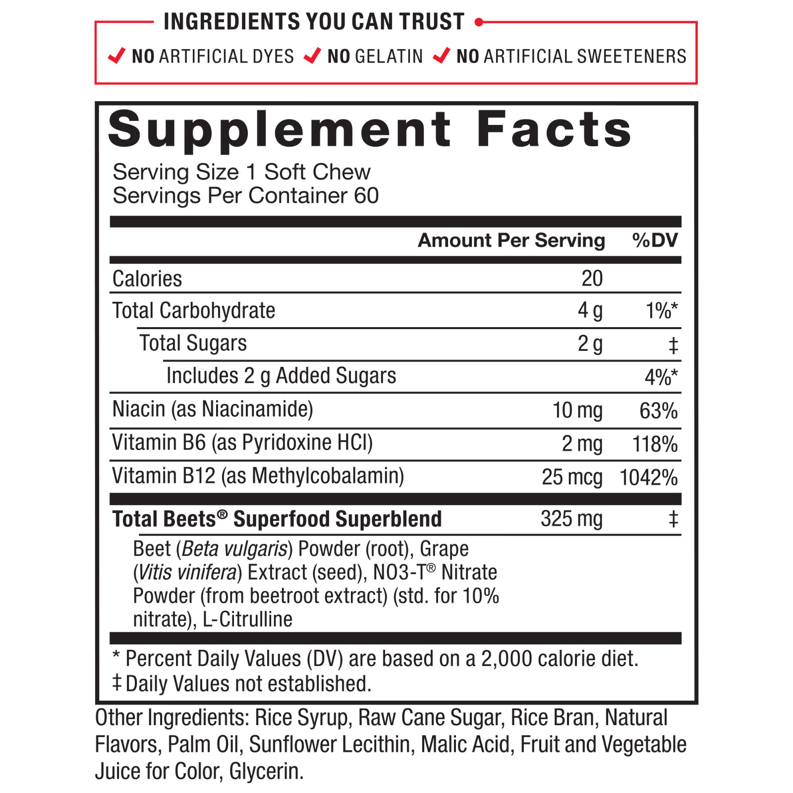 Force Factor Total Beets Concentrated Beet Root Soft Chews, Circulation Support