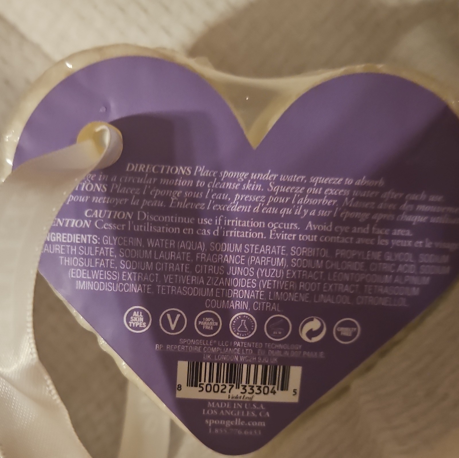 Spongellé Boxed Flower Violet Leaf Heart Body Wash Infused Buffer 1.5 oz