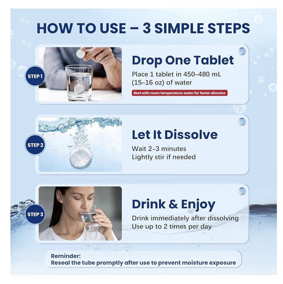 Hydrogen Molecular Hydrogen H2 Tablets Water Supplement 60 Tablets New